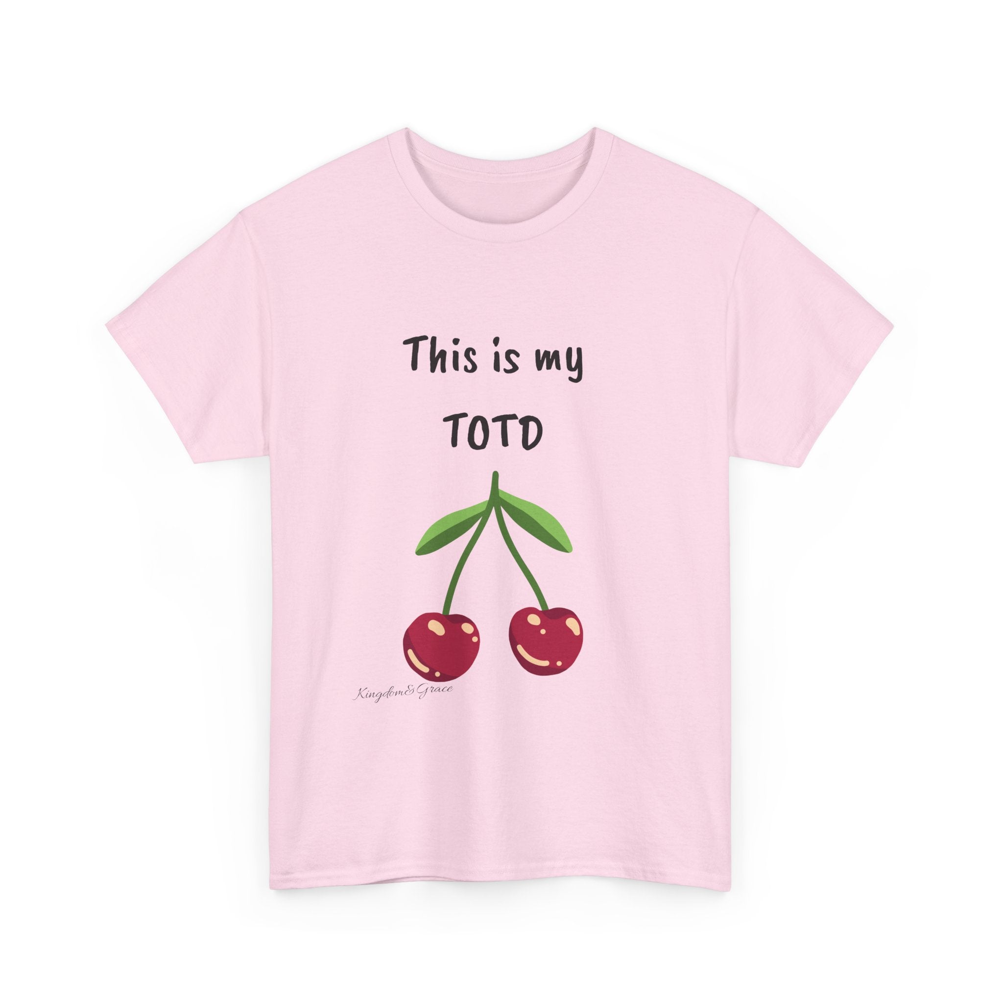 Cherry Graphic Tee — "This is my TOTD" Casual Cotton T‑Shirt