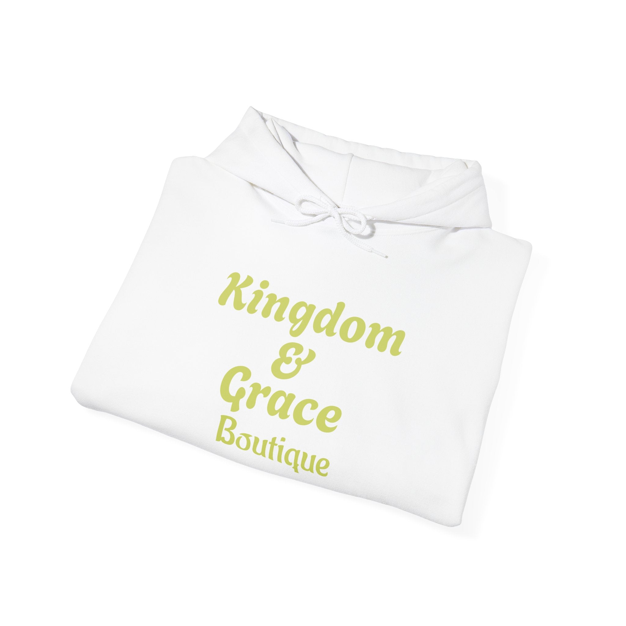 Kingdom & Grace Boutique Hoodie — Feminine Gold Script Hooded Sweatshirt