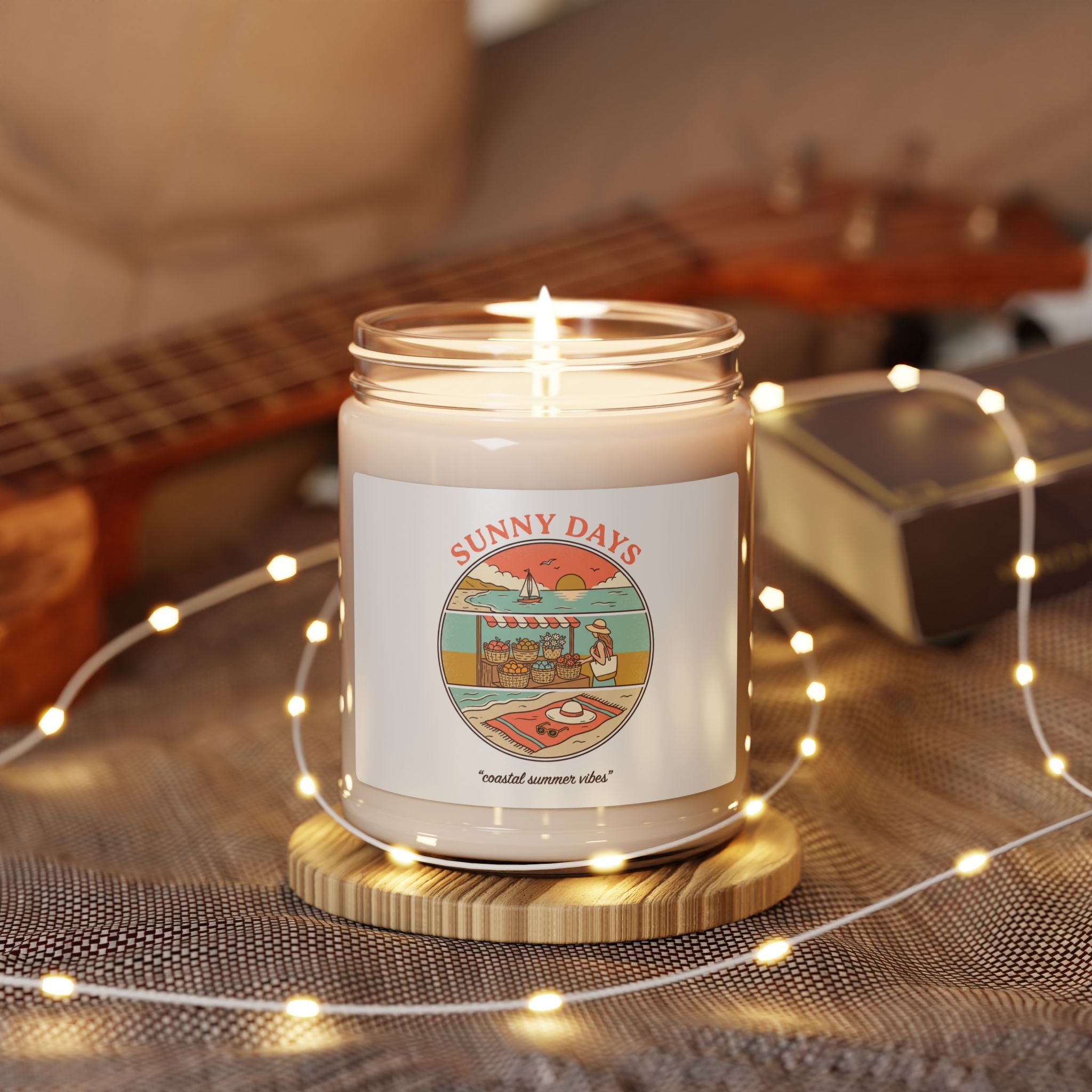 Sunny Days Candle, Summer Aesthetic Coastal Vibes, Retro Pastel Soy
