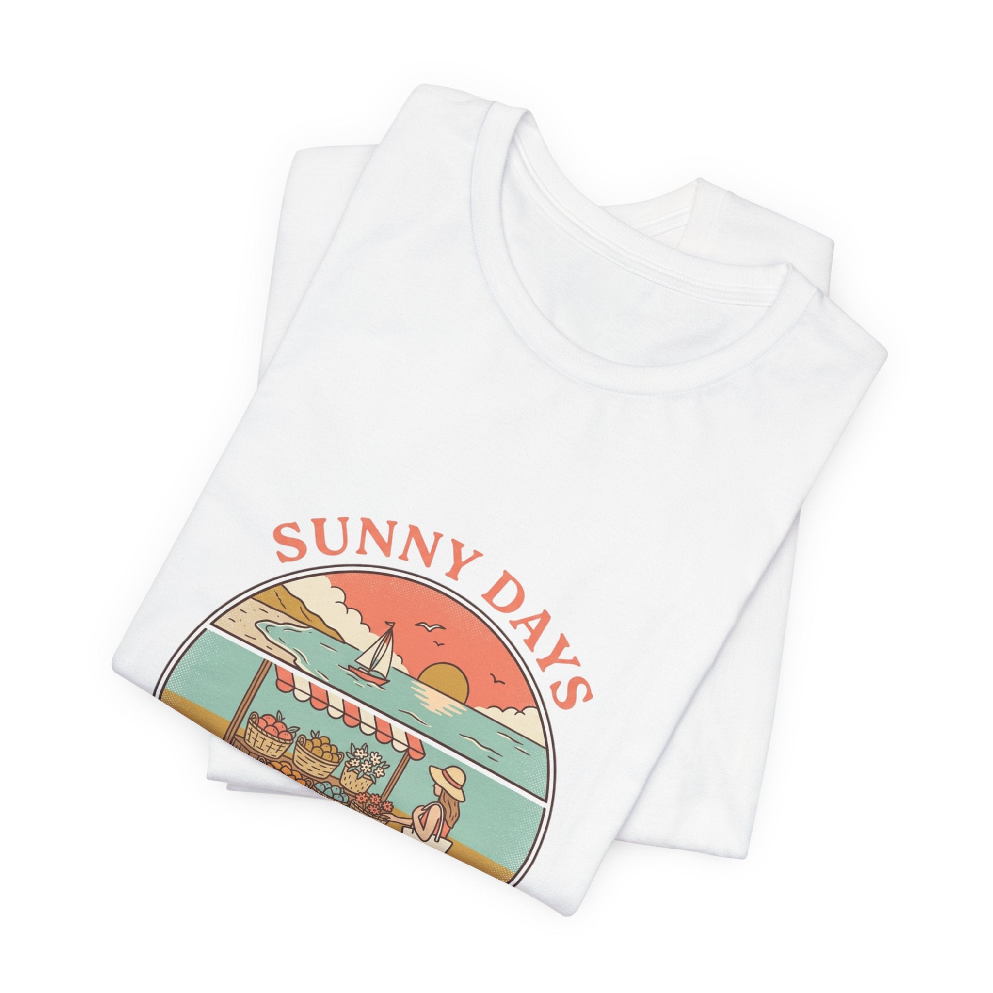 Sunny Days beach scene T-Shirt | summer aesthetic, retro coastal vibes