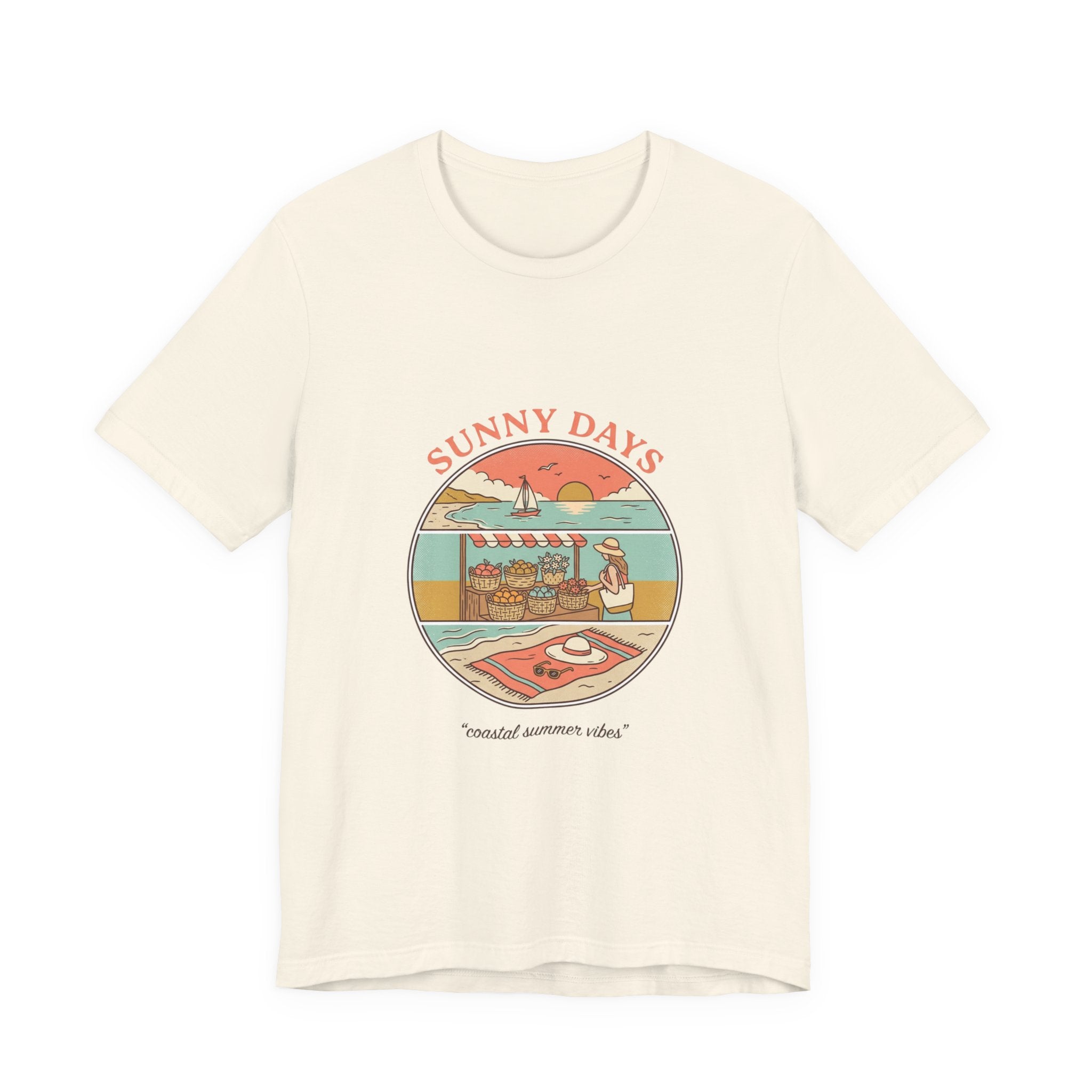 Sunny Days beach scene T-Shirt | summer aesthetic, retro coastal vibes