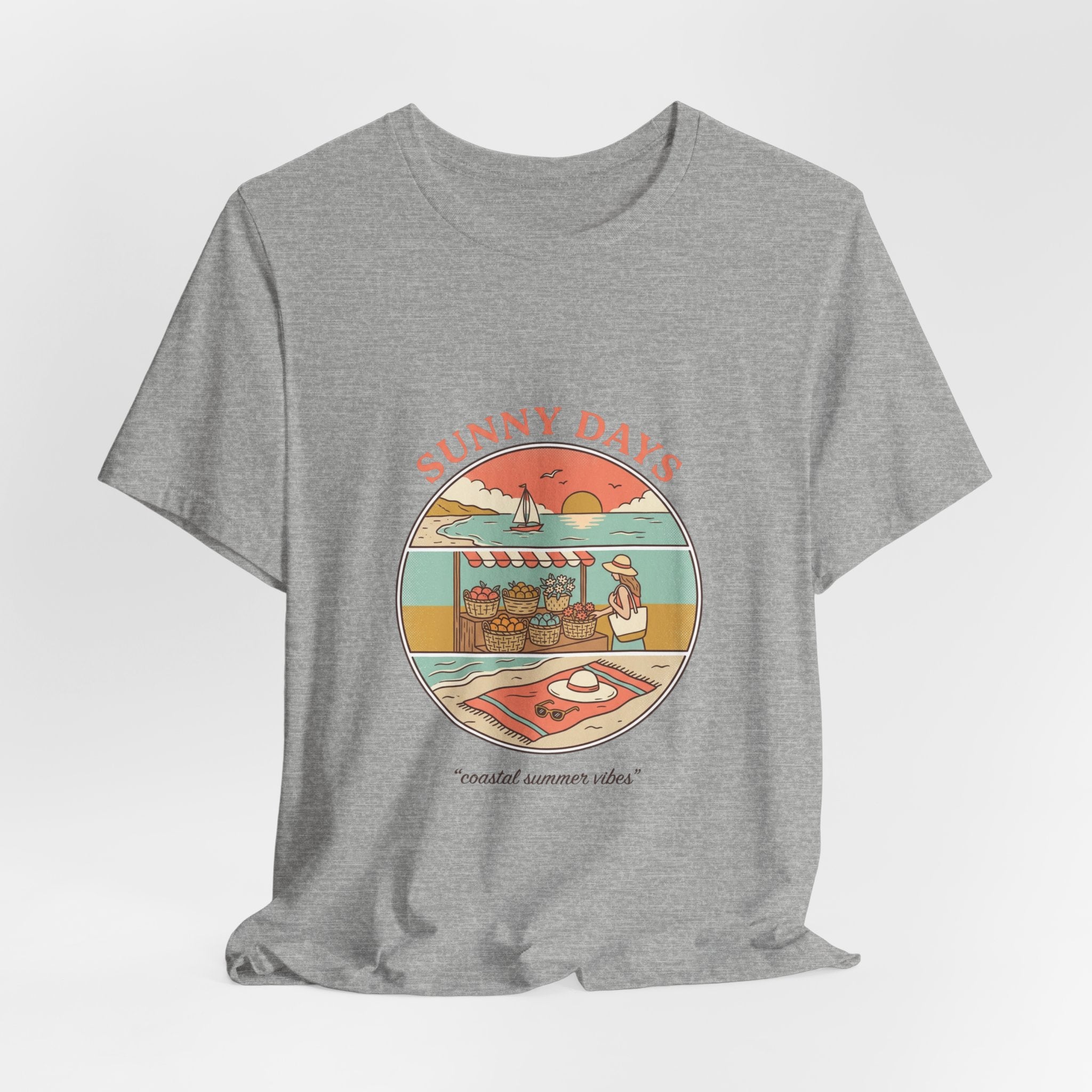 Sunny Days beach scene T-Shirt | summer aesthetic, retro coastal vibes