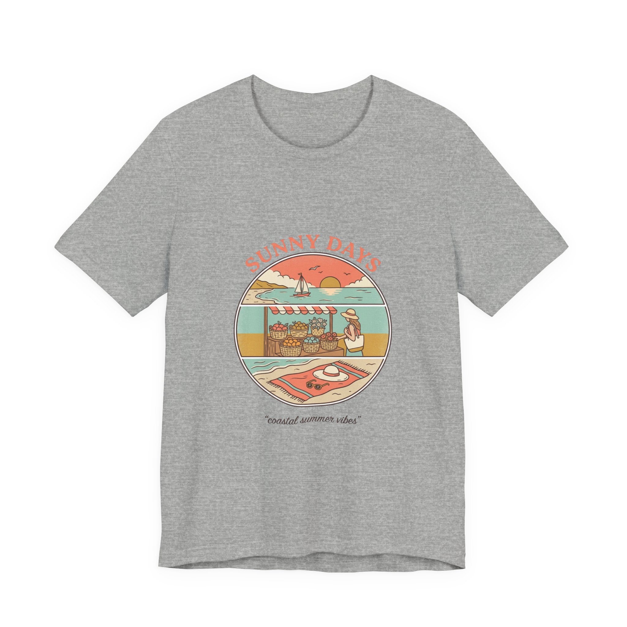 Sunny Days beach scene T-Shirt | summer aesthetic, retro coastal vibes
