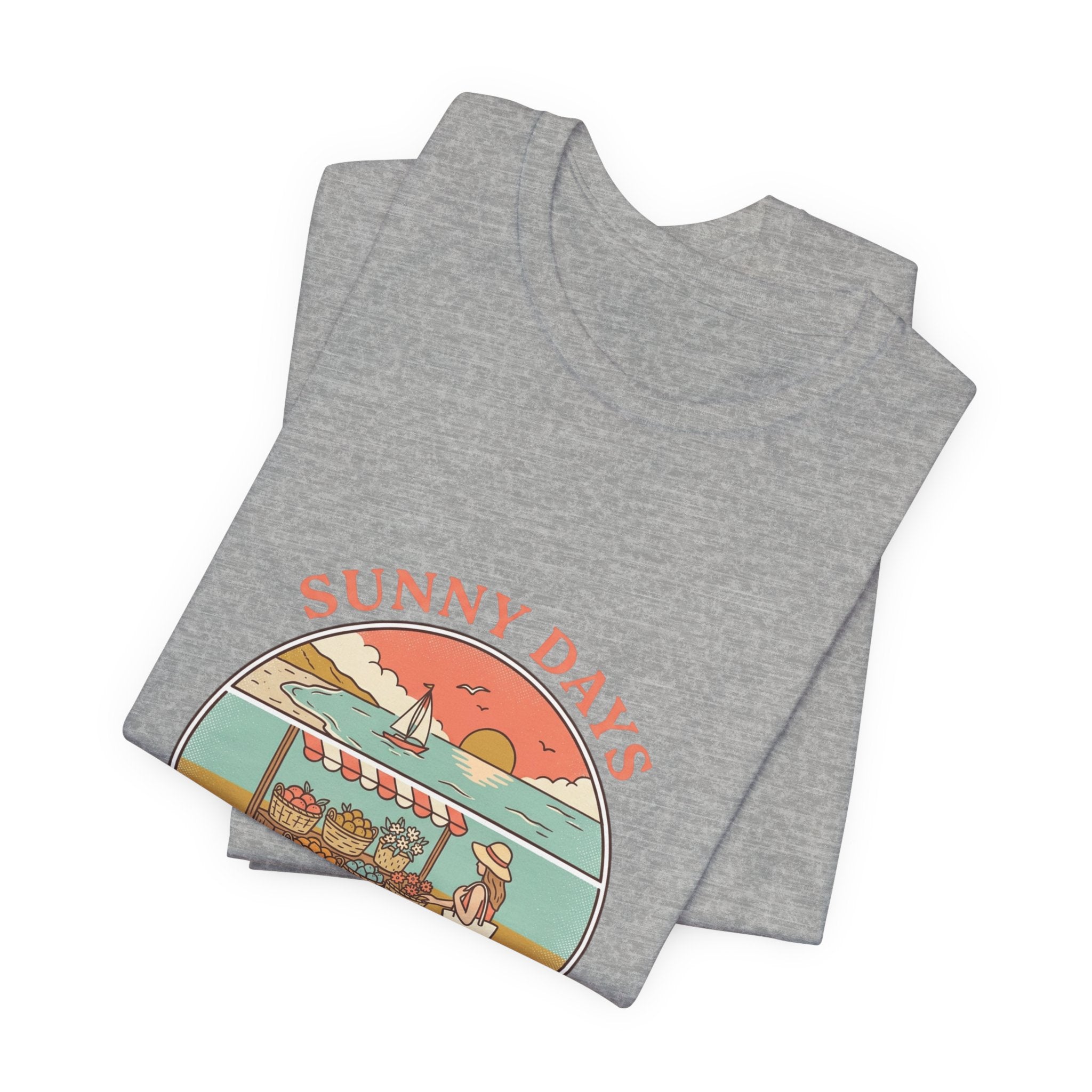 Sunny Days beach scene T-Shirt | summer aesthetic, retro coastal vibes