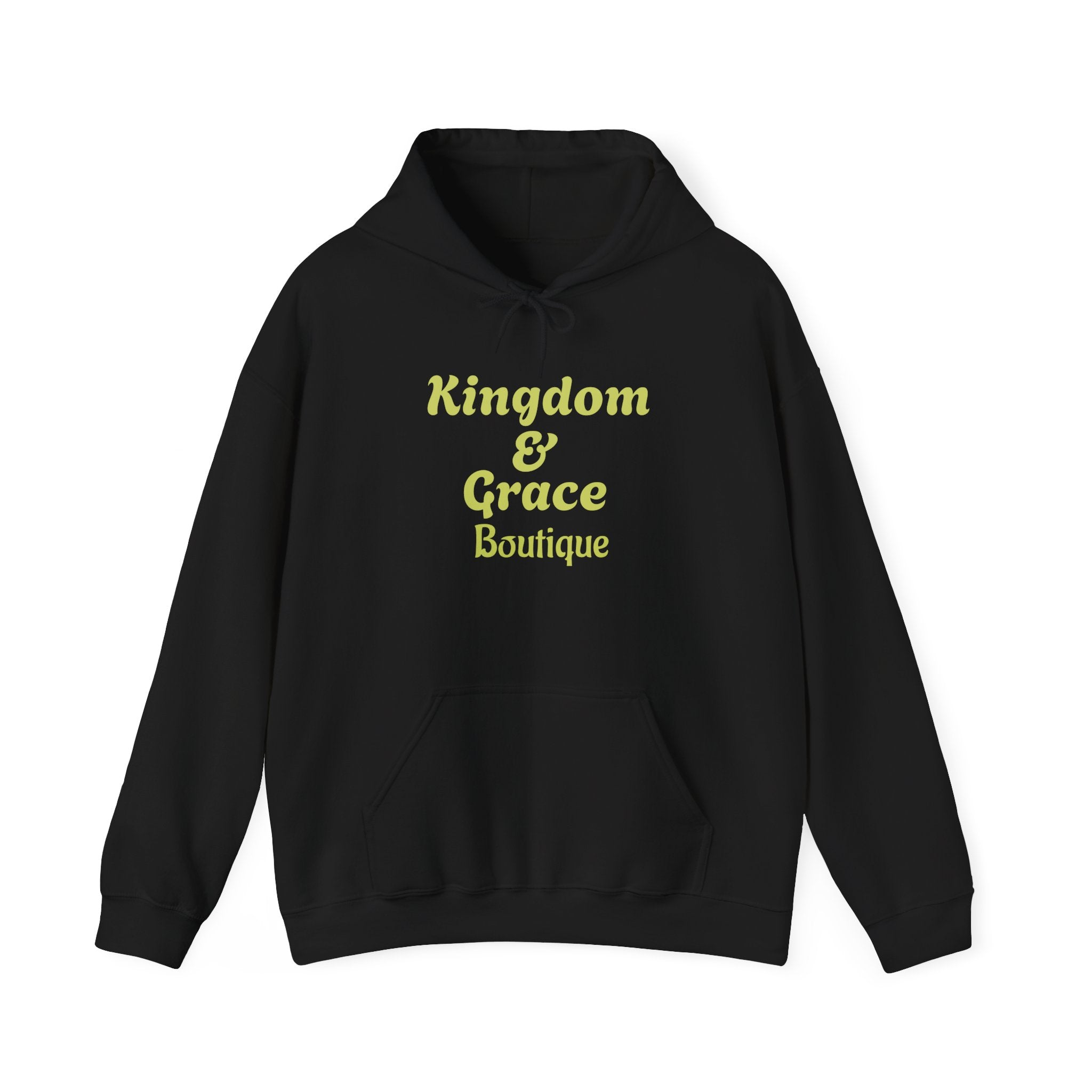 Kingdom & Grace Boutique Hoodie — Feminine Gold Script Hooded Sweatshirt