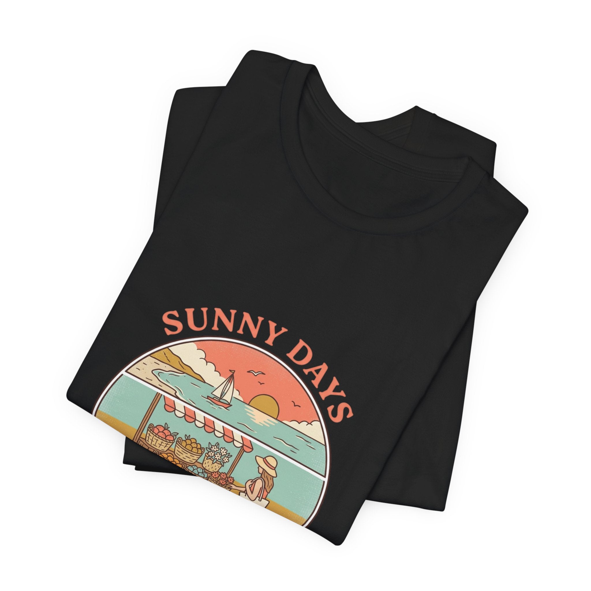 Sunny Days beach scene T-Shirt | summer aesthetic, retro coastal vibes