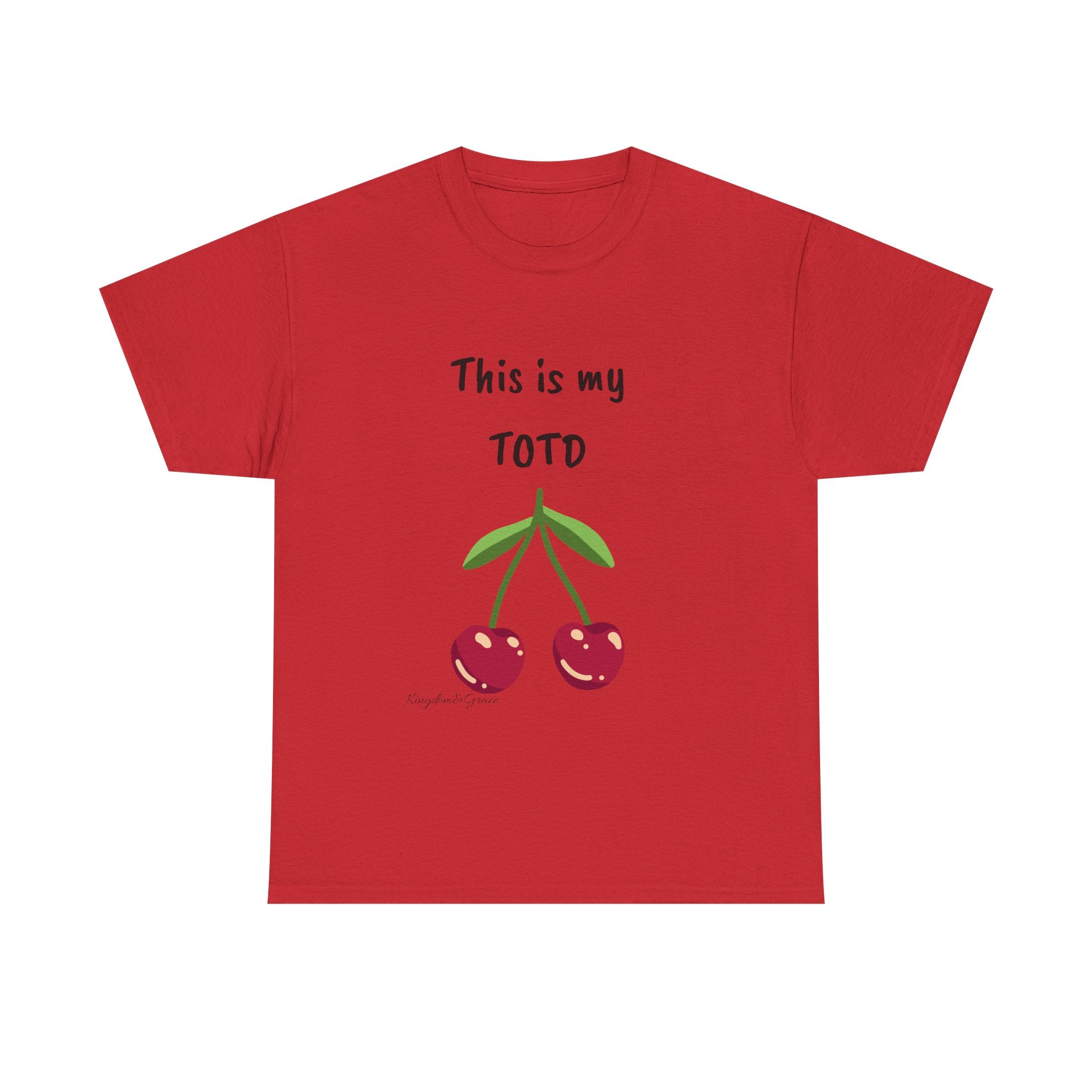 Cherry Graphic Tee — "This is my TOTD" Casual Cotton T‑Shirt