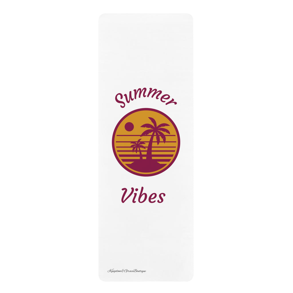 Summer Vibes Rubber Yoga Mat — Tropical Palm Sunset Design