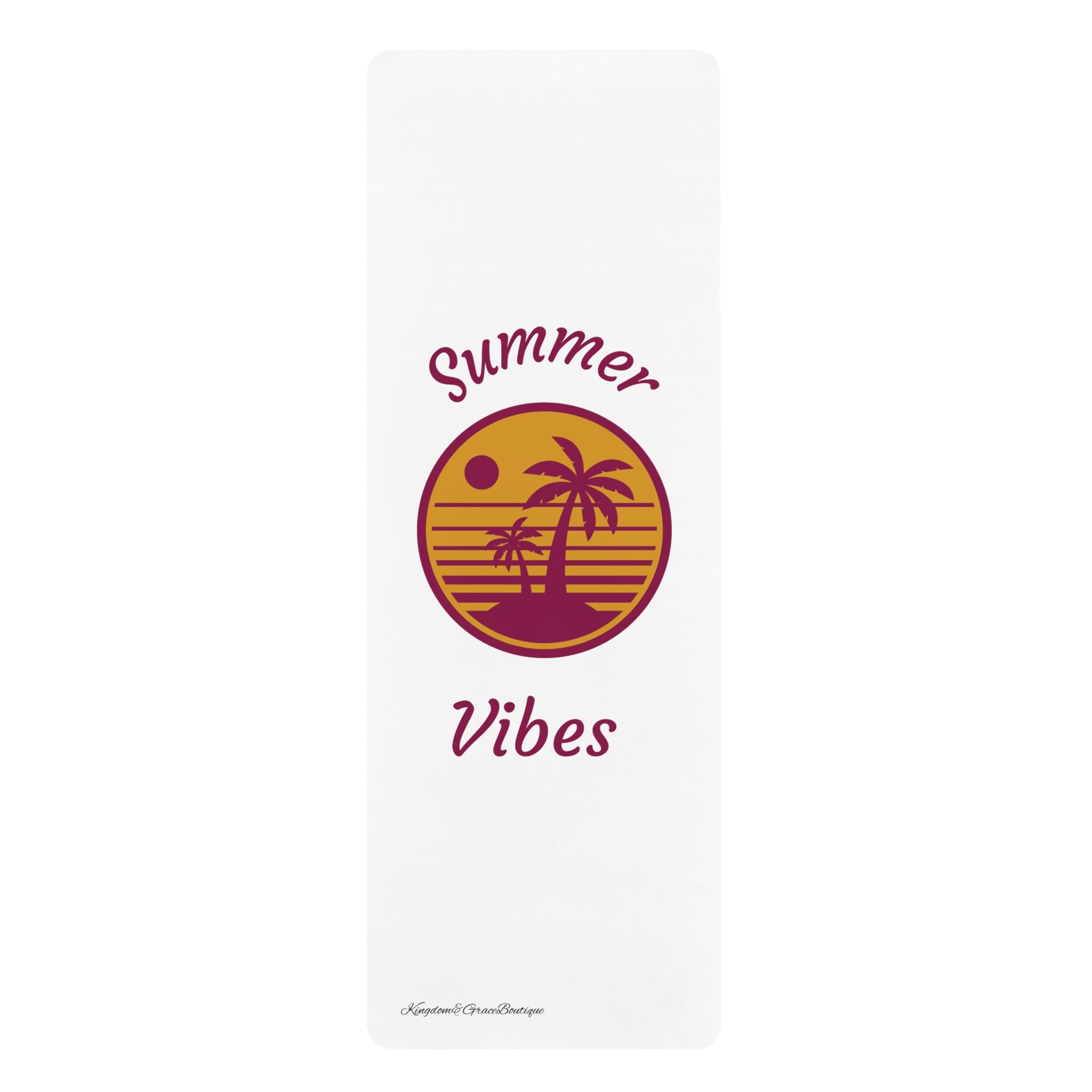 Summer Vibes Rubber Yoga Mat — Tropical Palm Sunset Design