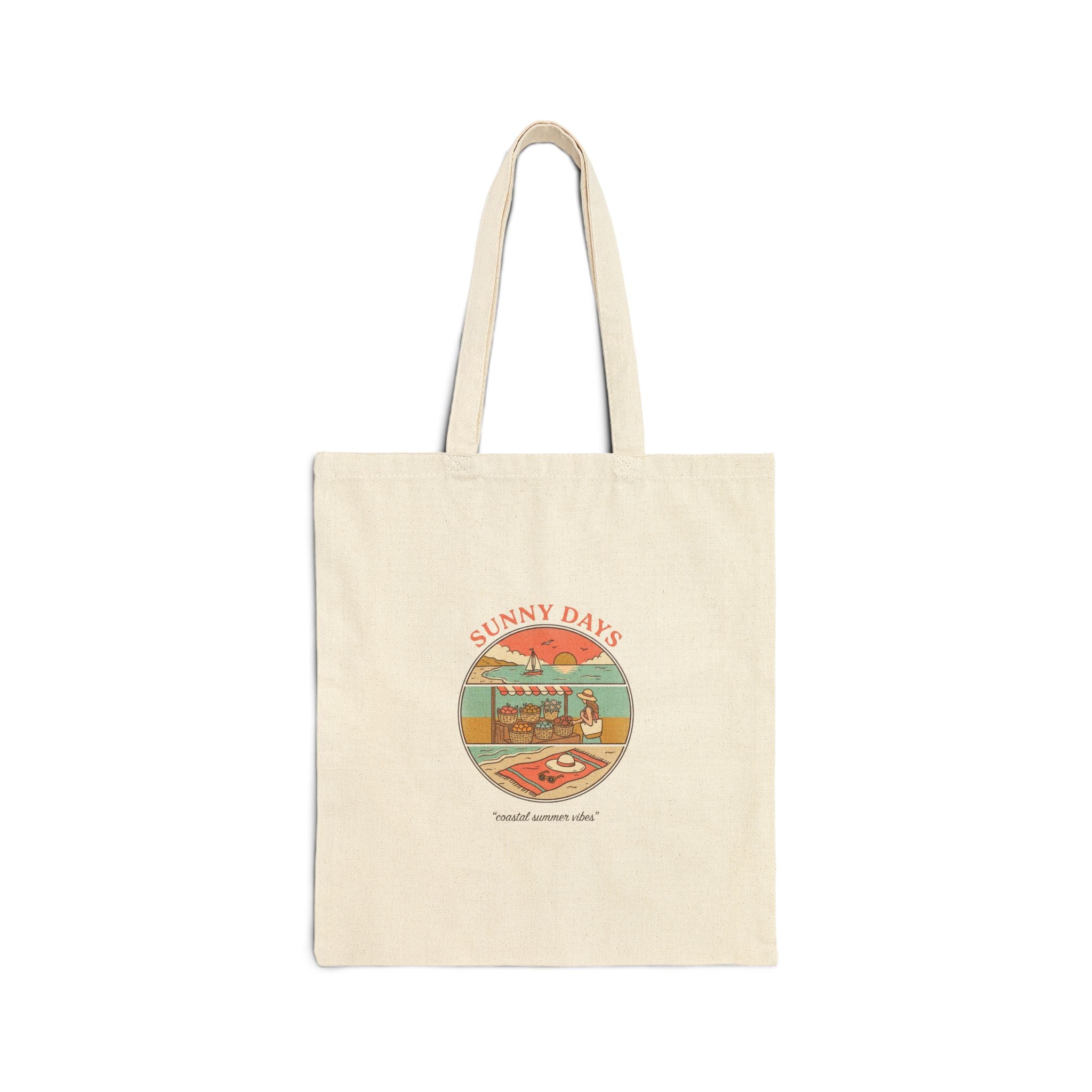 Sunny Days Beach Illustration Tote | summer aesthetic, coastal vibes