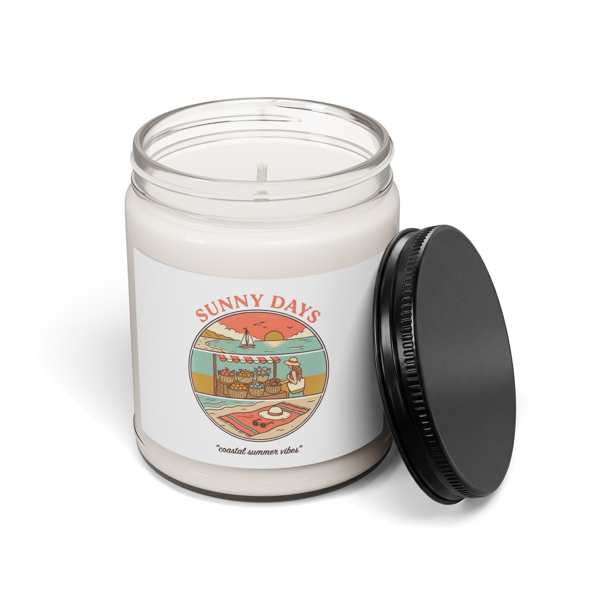 Sunny Days Candle, Summer Aesthetic Coastal Vibes, Retro Pastel Soy