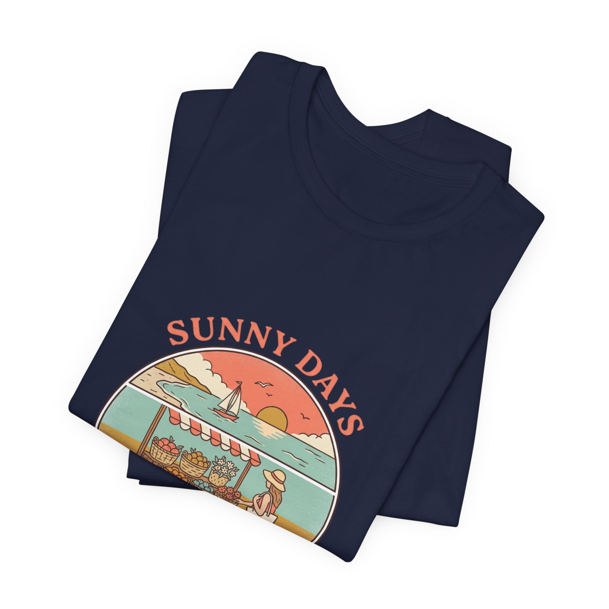 Sunny Days beach scene T-Shirt | summer aesthetic, retro coastal vibes