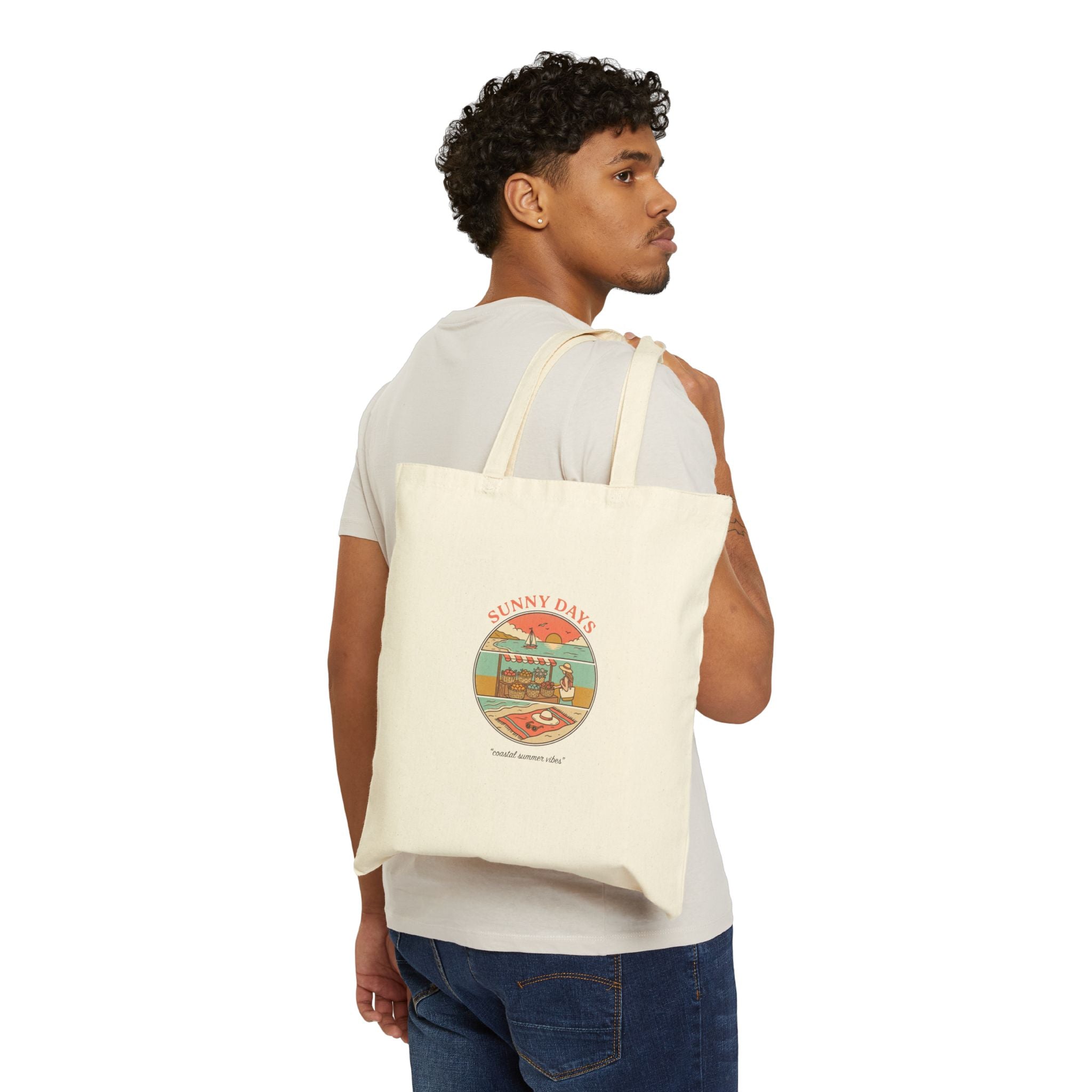 Sunny Days Beach Illustration Tote | summer aesthetic, coastal vibes
