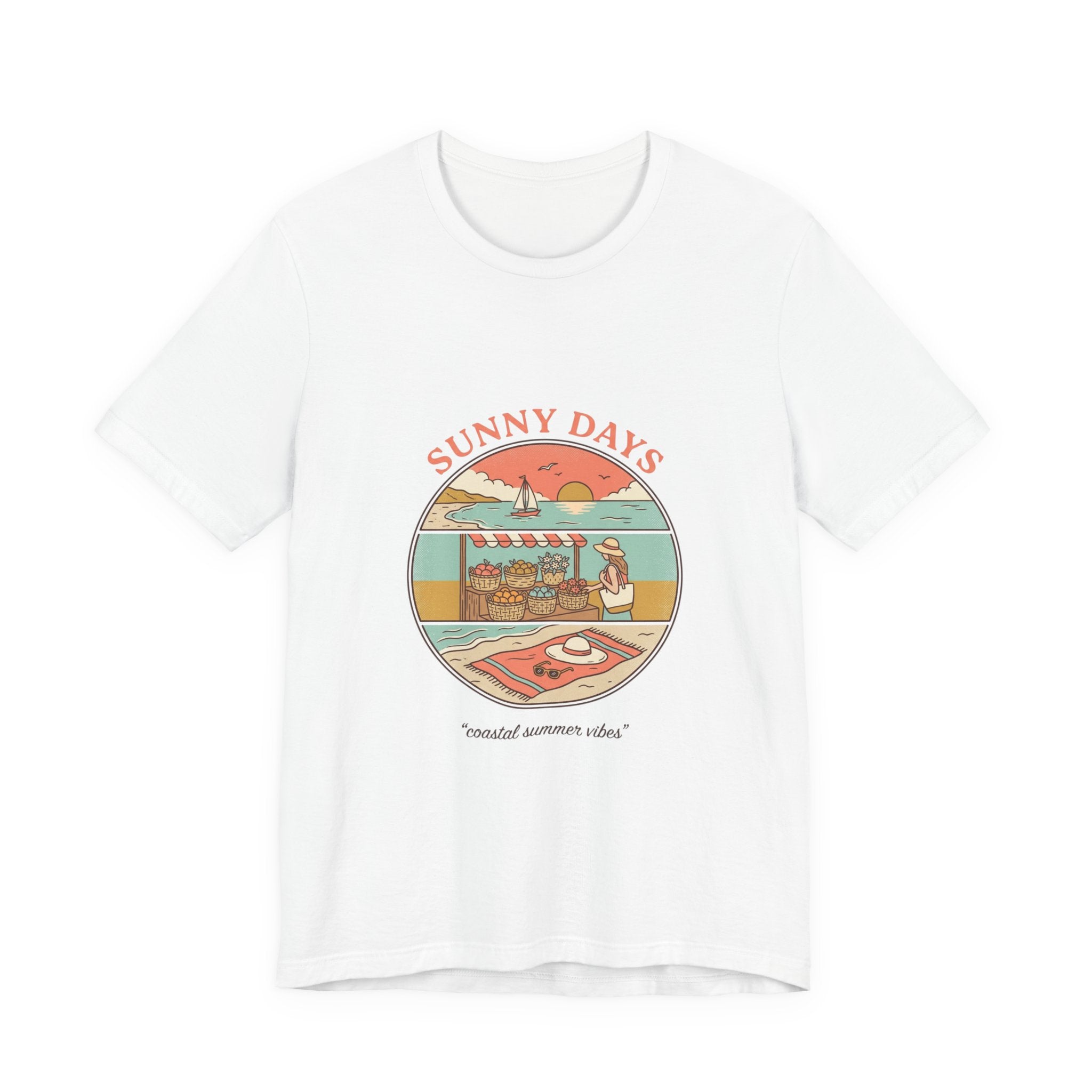Sunny Days beach scene T-Shirt | summer aesthetic, retro coastal vibes