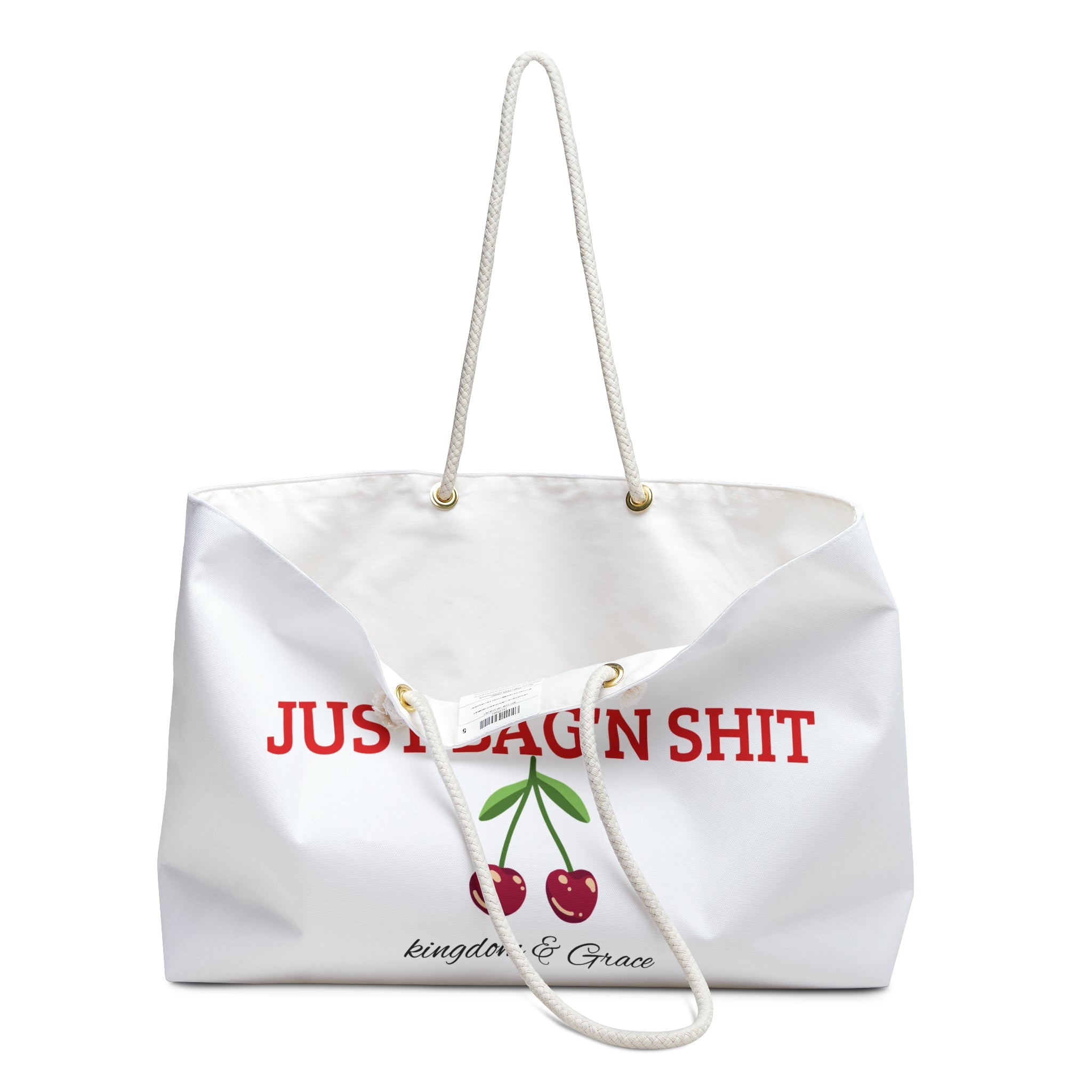 Just Bag'n Shit Cherry Weekender Bag – Funny Travel Tote for Getaways