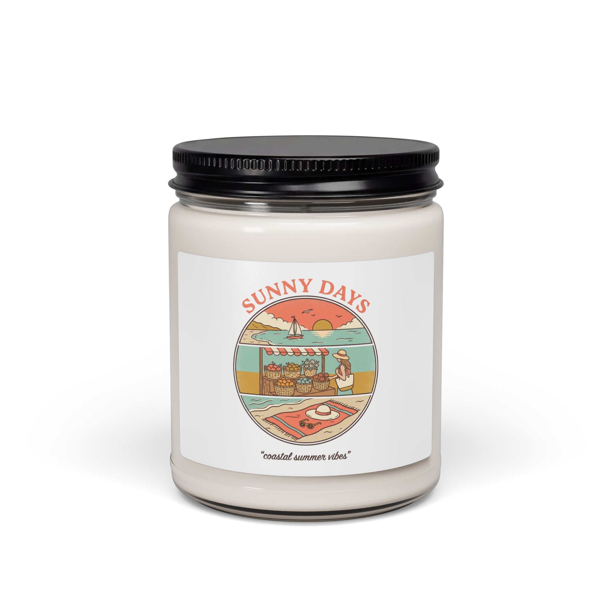 Sunny Days Candle, Summer Aesthetic Coastal Vibes, Retro Pastel Soy