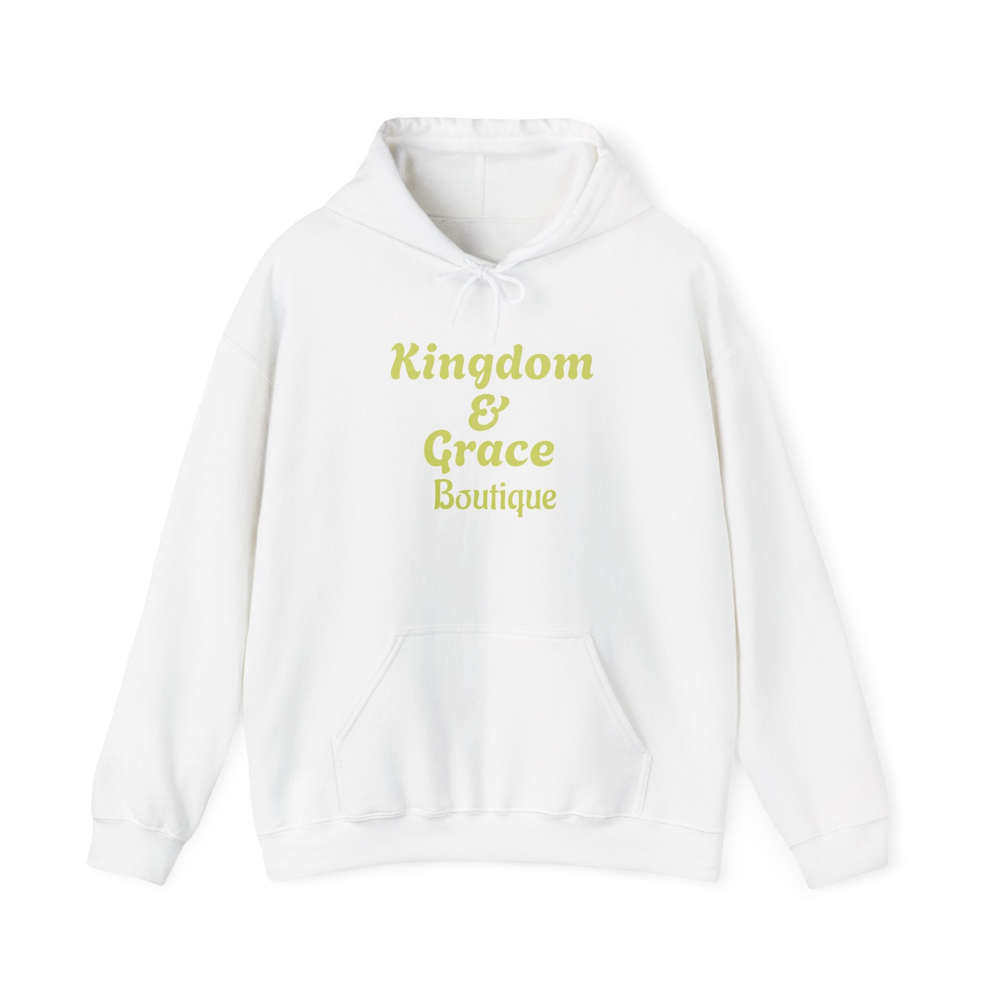 Kingdom & Grace Boutique Hoodie — Feminine Gold Script Hooded Sweatshirt