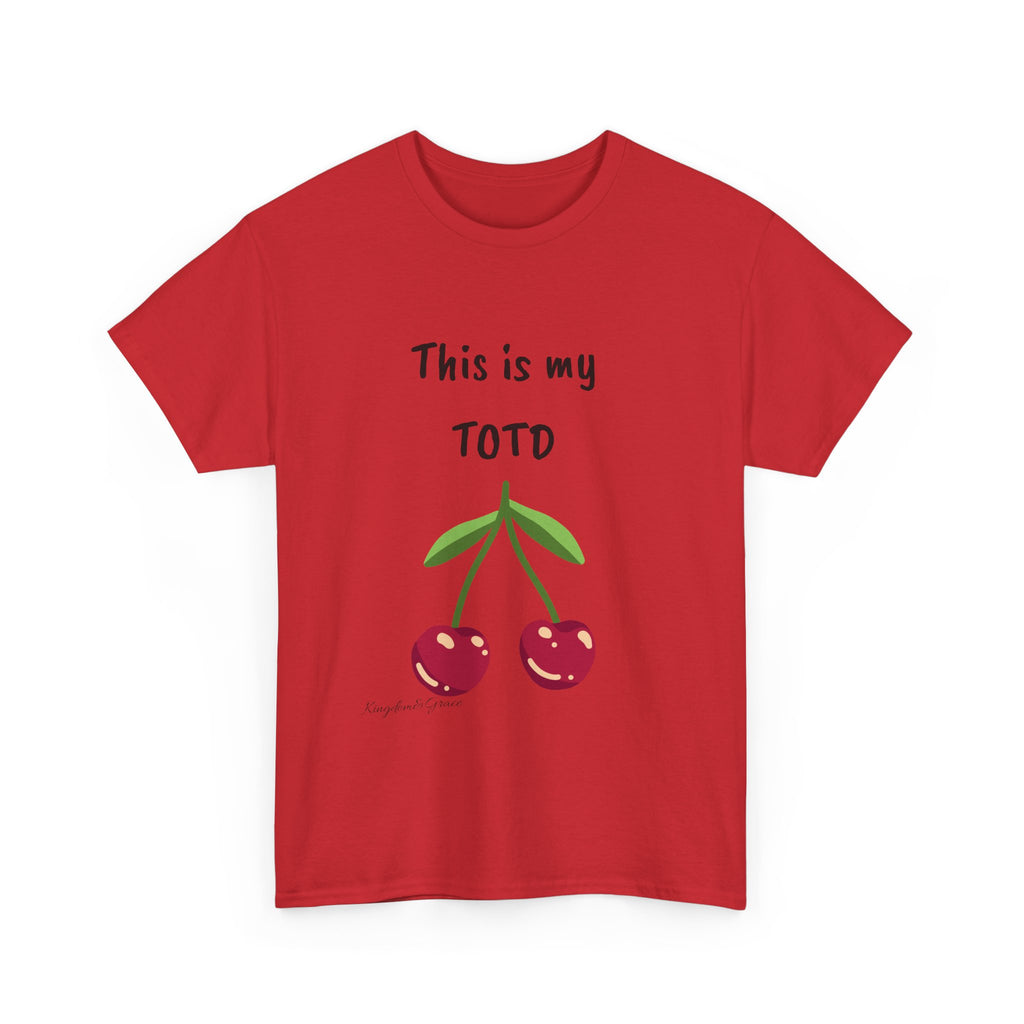 Cherry Graphic Tee — "This is my TOTD" Casual Cotton T‑Shirt