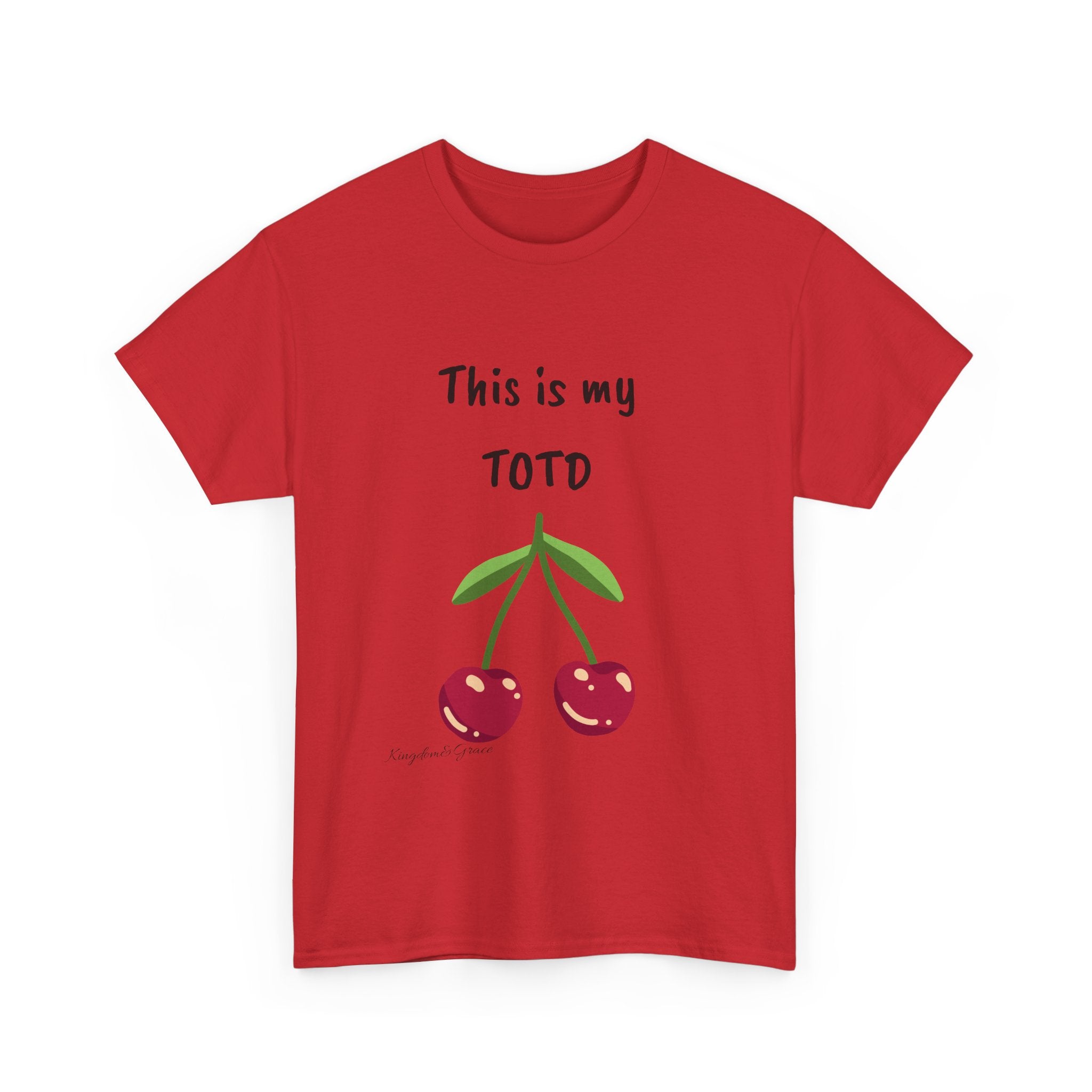 Cherry Graphic Tee — "This is my TOTD" Casual Cotton T‑Shirt