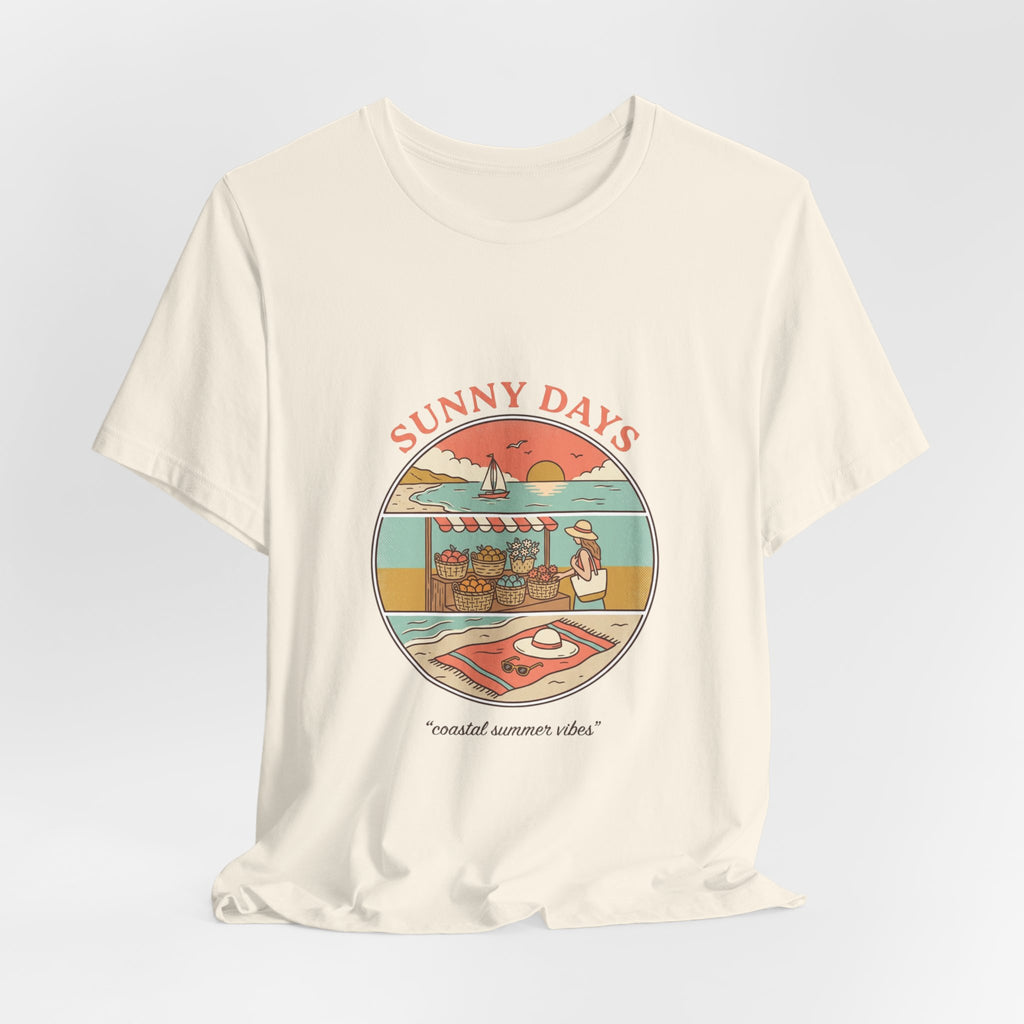 Sunny Days beach scene T-Shirt | summer aesthetic, retro coastal vibes